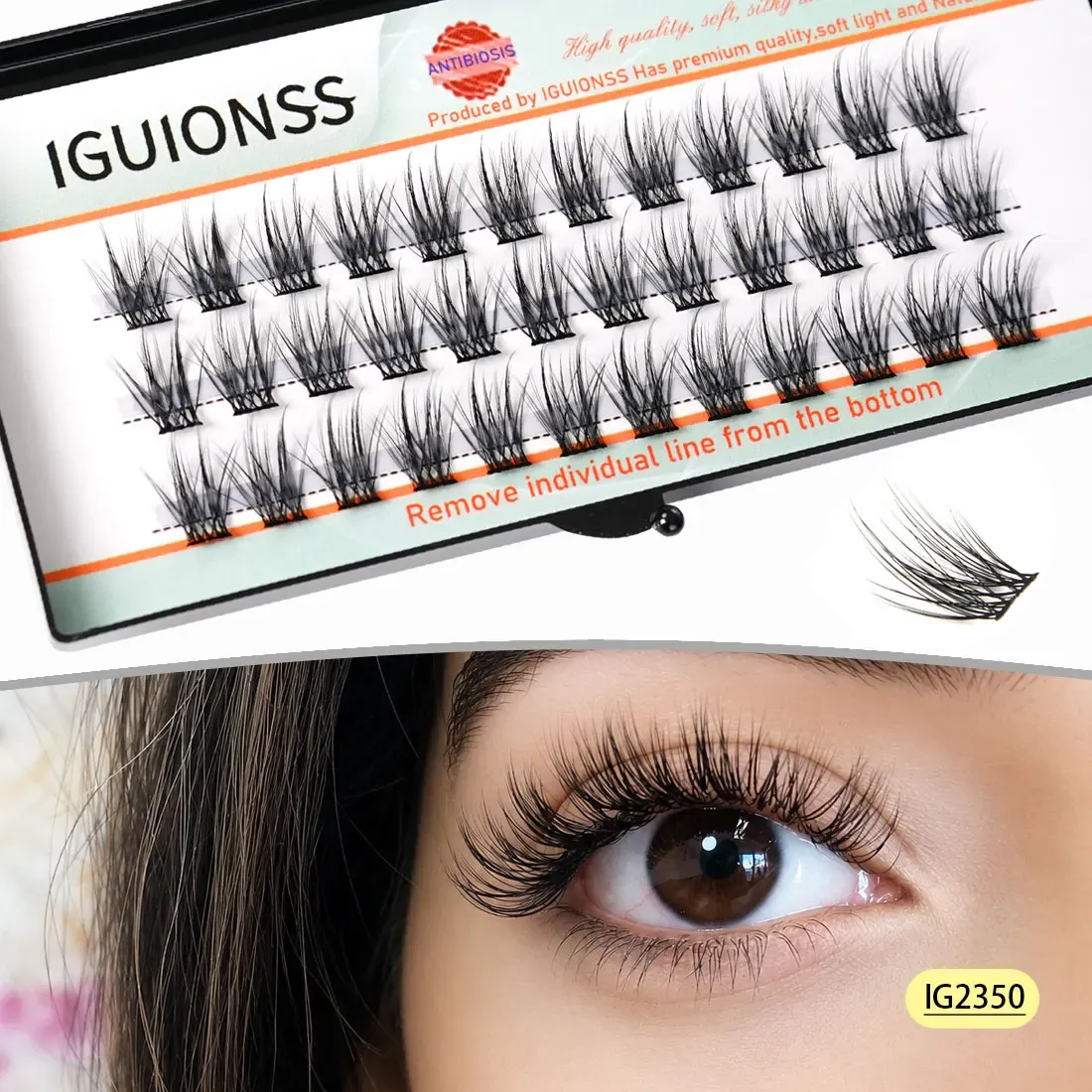 Bouquets de Cils DIY – Extensions de Cils Individuels Naturels Effet Wispy, Courbure C/D – IGUIONSS - Image 1