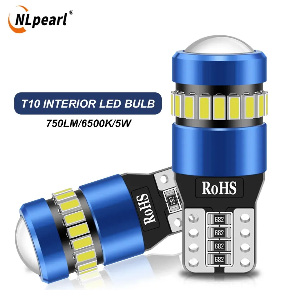2 pièces ampoules LED T10 W5W CANBUS sans erreur 12V pour feux latéraux et éclairage intérieur de voiture, 168 194, SMD 3030, compatibles BMW et Audi, très lumineuses - Image 1