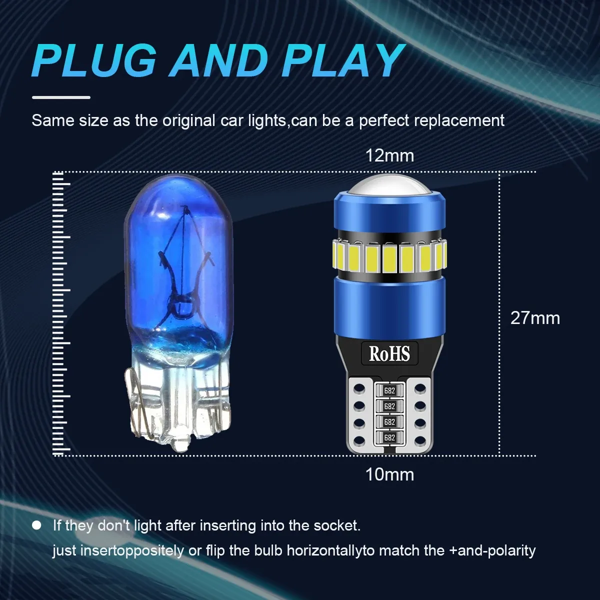 Ampoules LED T10 pour habitacle automobile