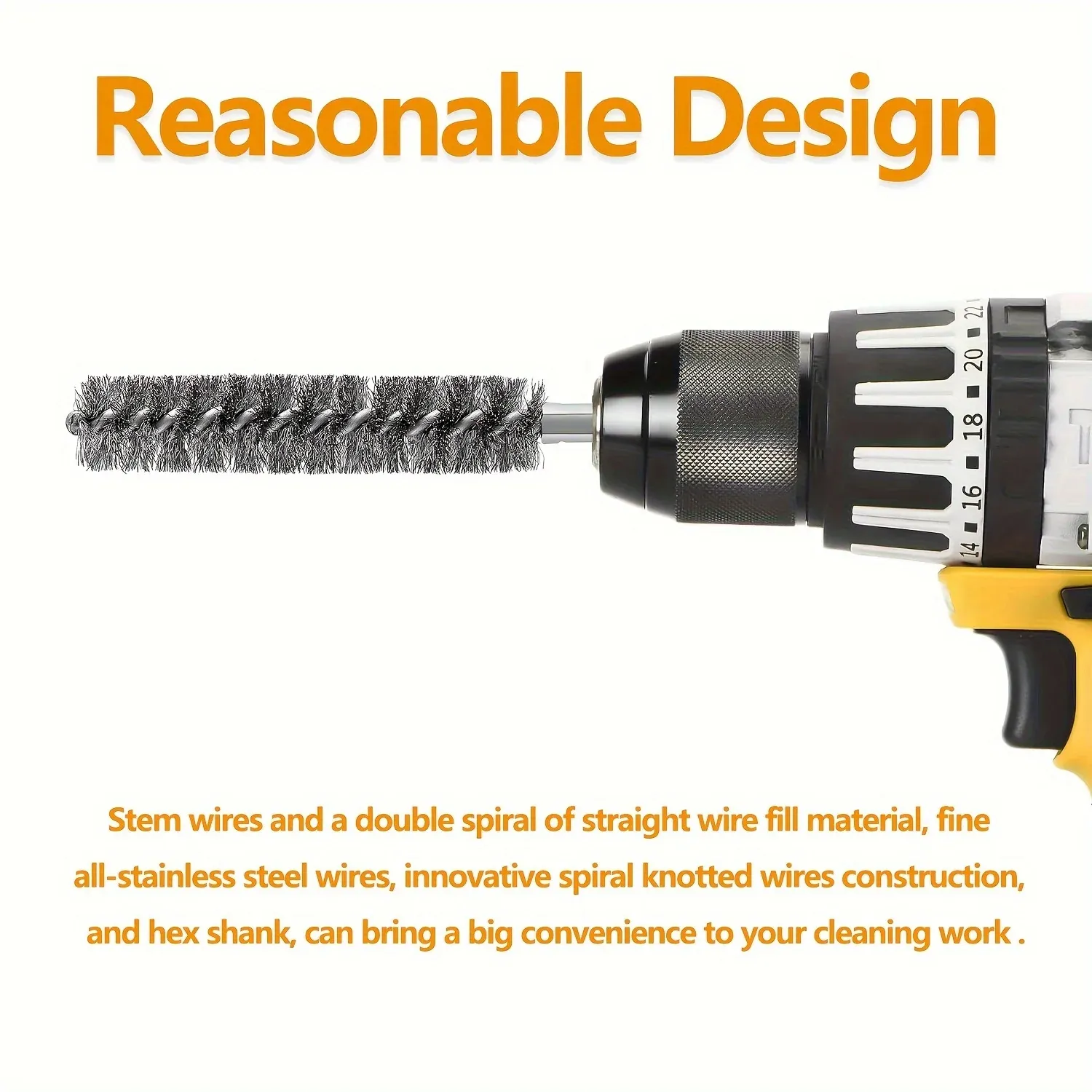 5 brosses métalliques hexagonales en acier inoxydable pour perceuse électrique 5
