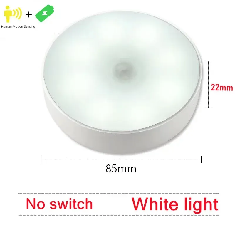 Veilleuse LED ronde à détecteur de mouvement, rechargeable par USB, pour chambre, cuisine, escalier et couloir 8