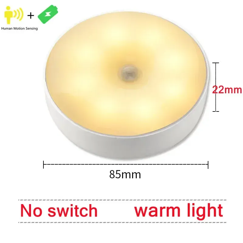 Veilleuse LED ronde à détecteur de mouvement, rechargeable par USB, pour chambre, cuisine, escalier et couloir 7
