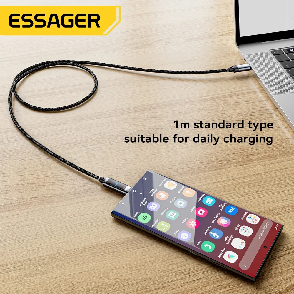 Câble USB Type-C vers USB-C 240 W Essager, PD 3.1, charge rapide 2 m, compatible MacBook Pro, Xiaomi, Samsung et ordinateurs portables 5