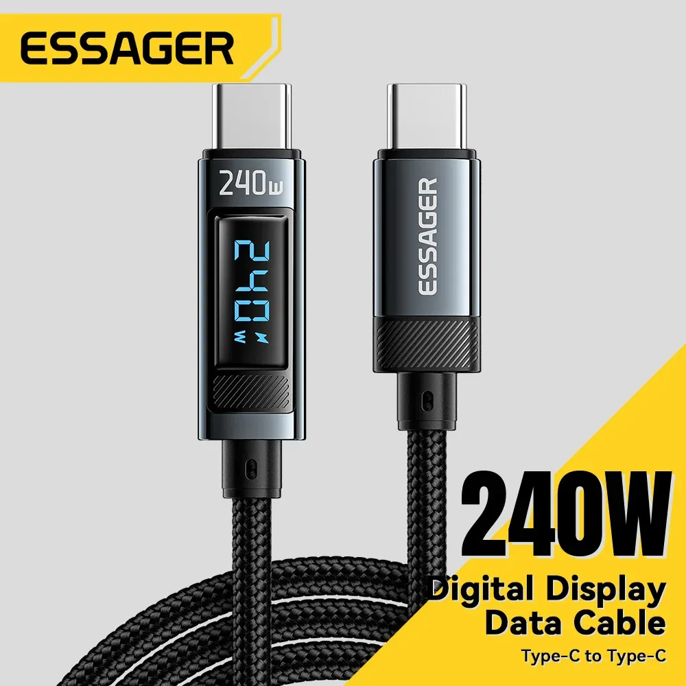 Câble USB Type-C vers USB-C 240 W Essager, PD 3.1, charge rapide 2 m, compatible MacBook Pro, Xiaomi, Samsung et ordinateurs portables 7