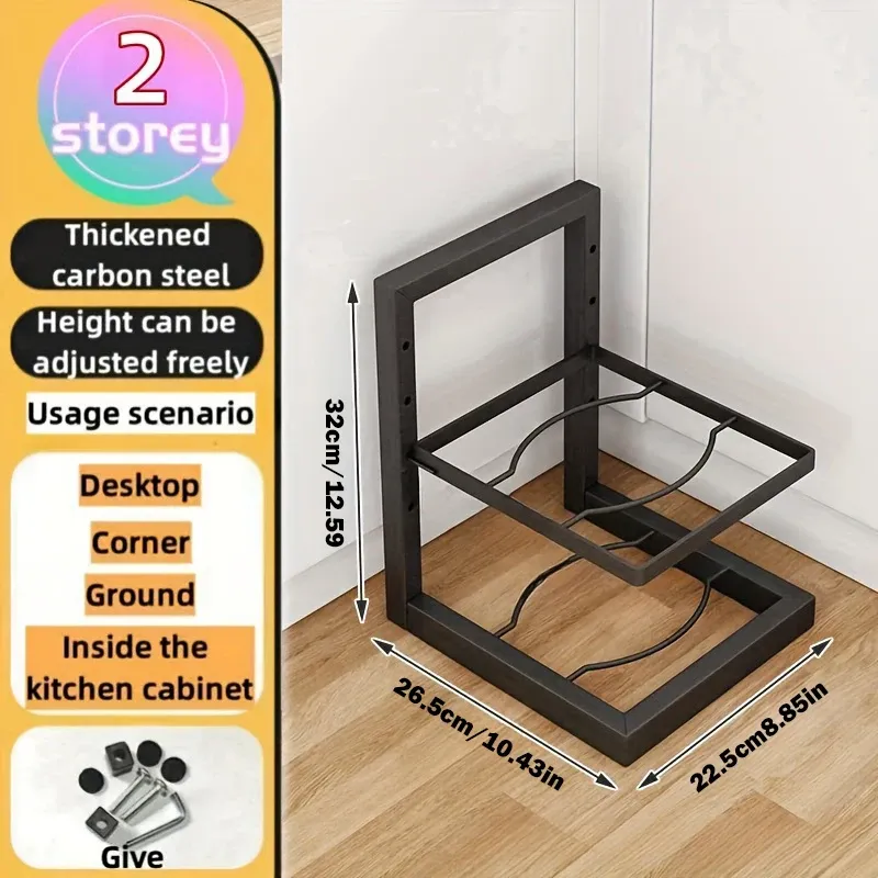 Organisateur réglable en acier inoxydable pour casseroles et poêles, multicouche, pour cuisine 11