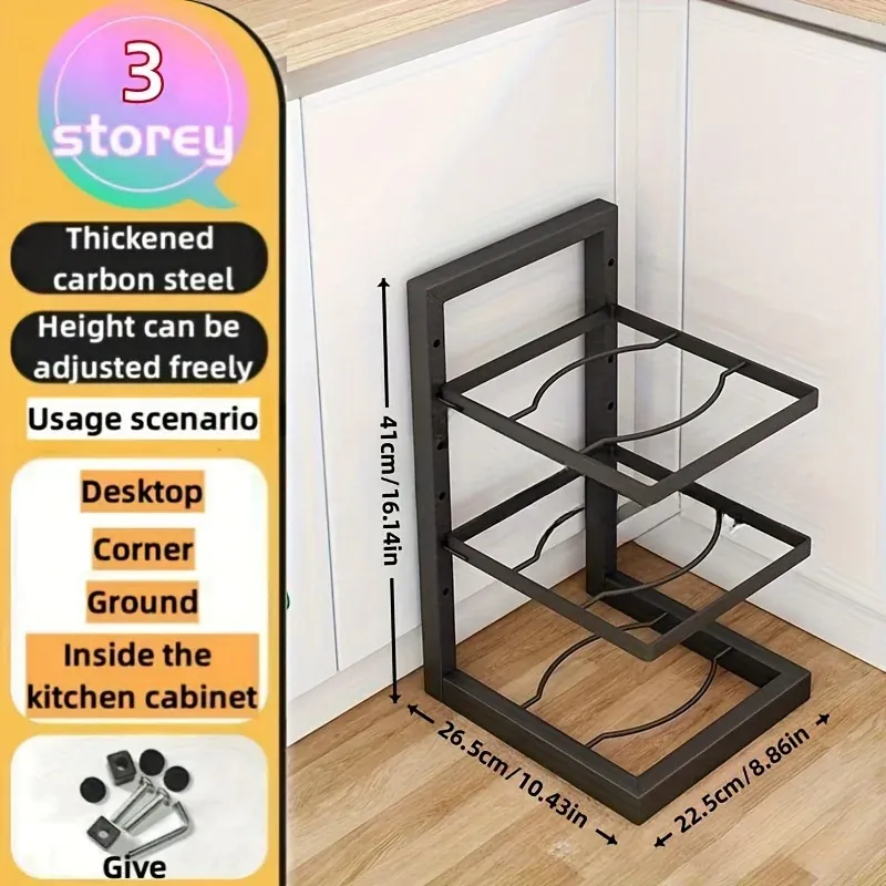 Organisateur réglable en acier inoxydable pour casseroles et poêles, multicouche, pour cuisine 13