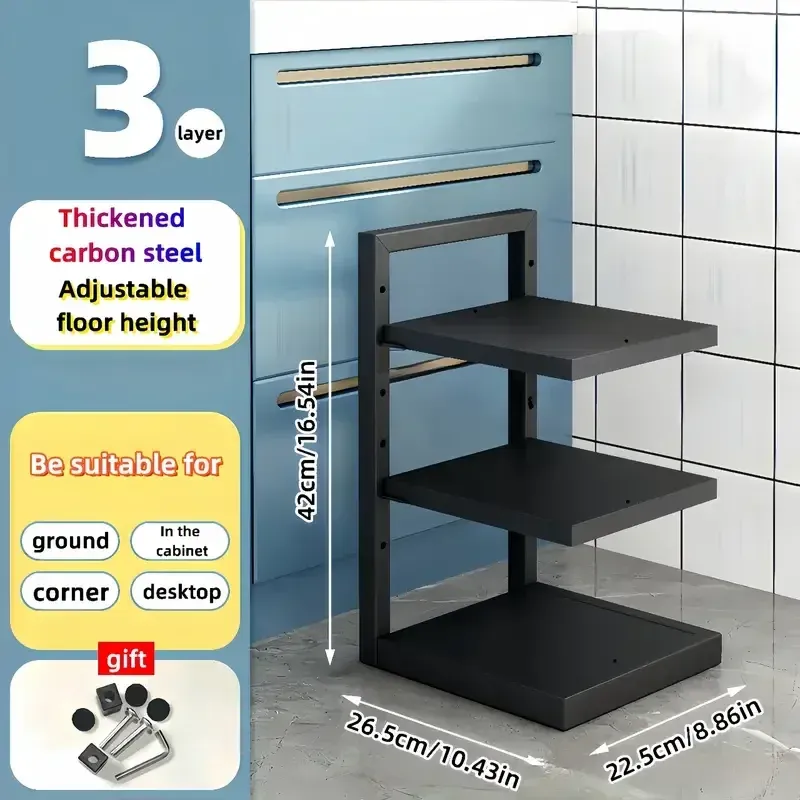 Organisateur réglable en acier inoxydable pour casseroles et poêles, multicouche, pour cuisine 14