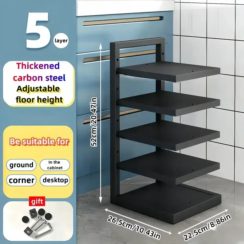 Organisateur réglable en acier inoxydable pour casseroles et poêles, multicouche, pour cuisine 10