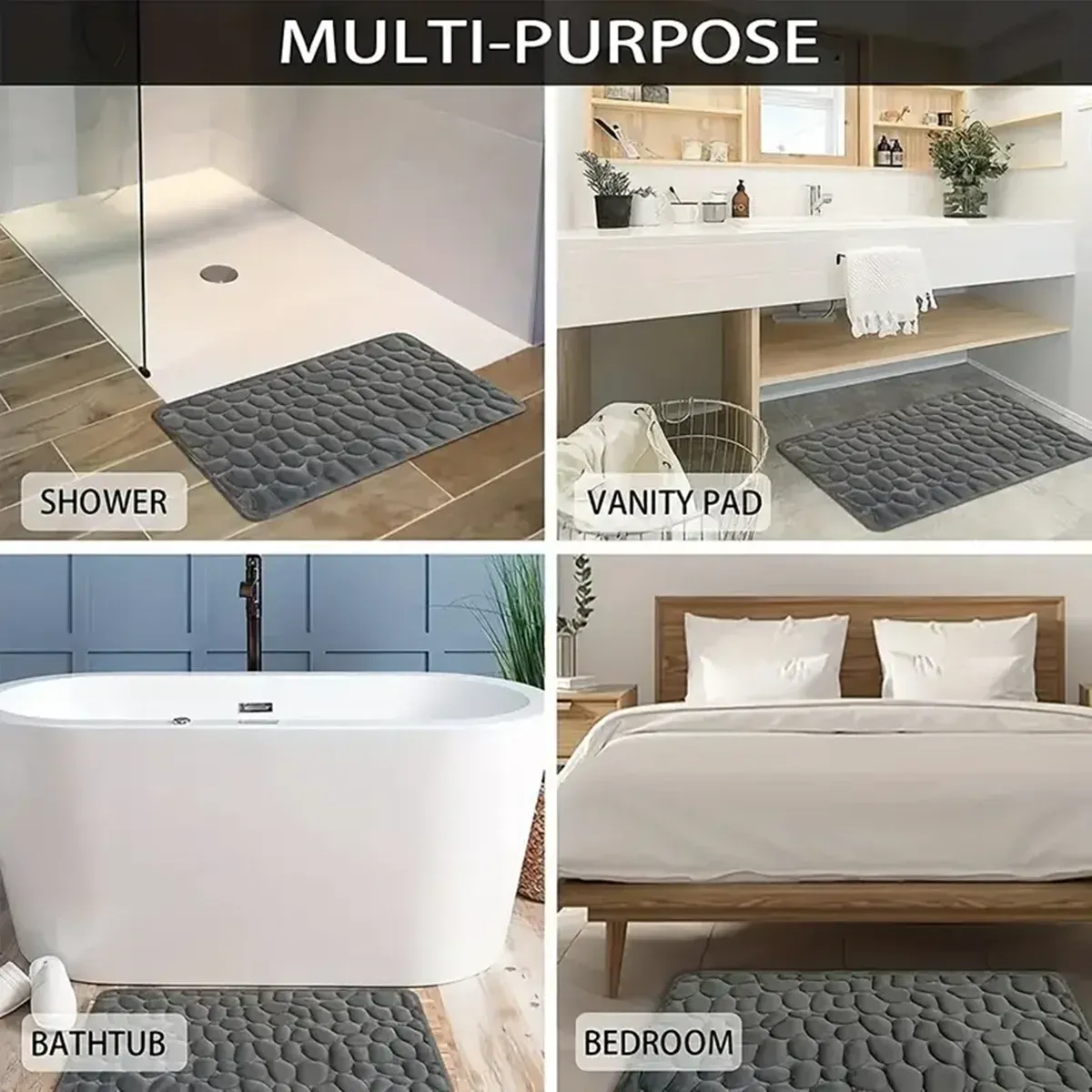 Tapis de bain 3D, finition élégante