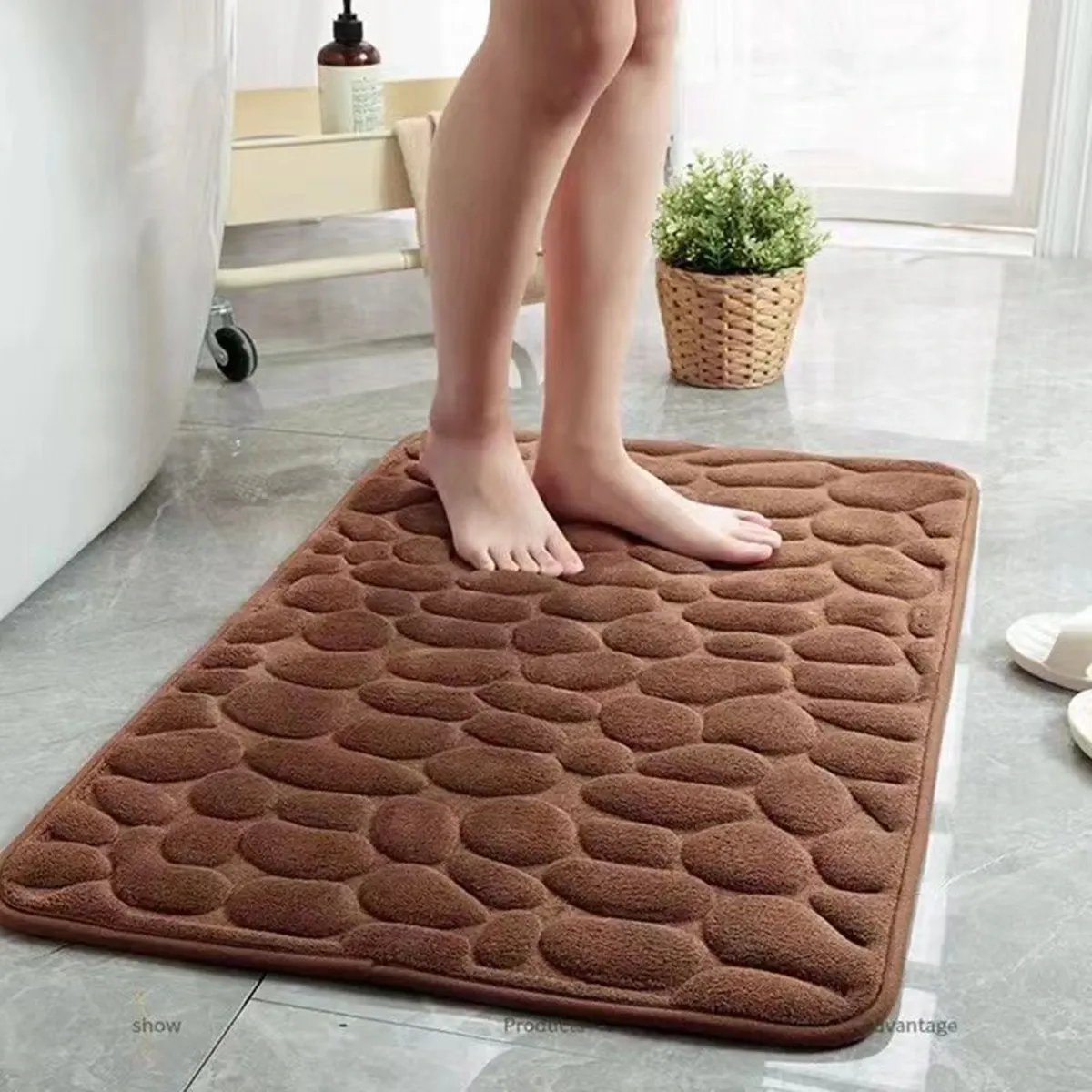 Tapis de bain 3D antidérapant, absorbant, lavable en machine, séchage rapide 7
