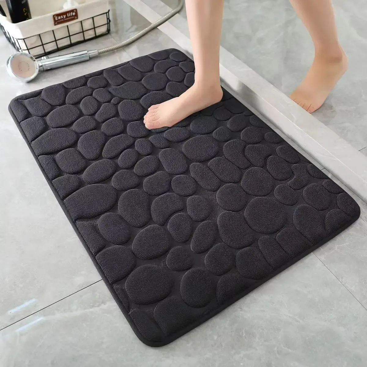 Tapis de bain 3D antidérapant, absorbant, lavable en machine, séchage rapide 10