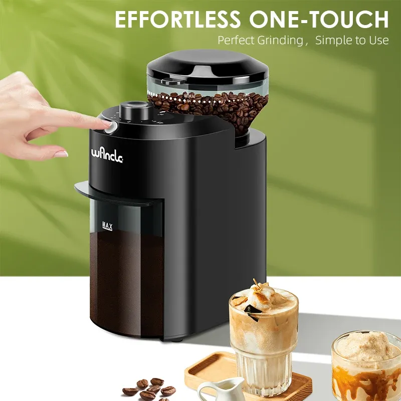 Wancle – Moulin à café électrique réglable à meule conique, 28 réglages de mouture précis, 220 V/120 V 5