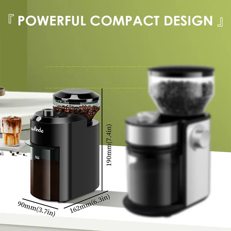 Wancle – Moulin à café électrique réglable à meule conique, 28 réglages de mouture précis, 220 V/120 V 6