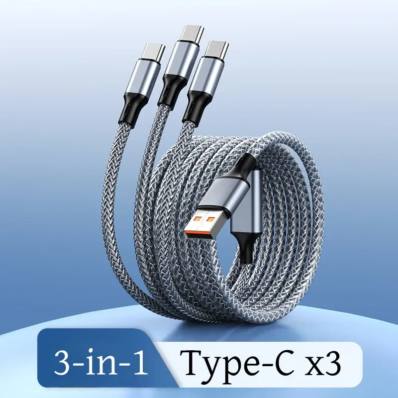 Câble de charge rapide multi-embouts, câble de charge universel 3 en 1 en nylon tressé avec adaptateur USB-C et Micro-USB 11