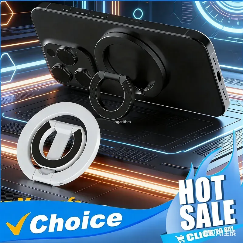 Support magnétique rotatif 360° pliable à double face pour iPhone et Samsung, compatible MagSafe