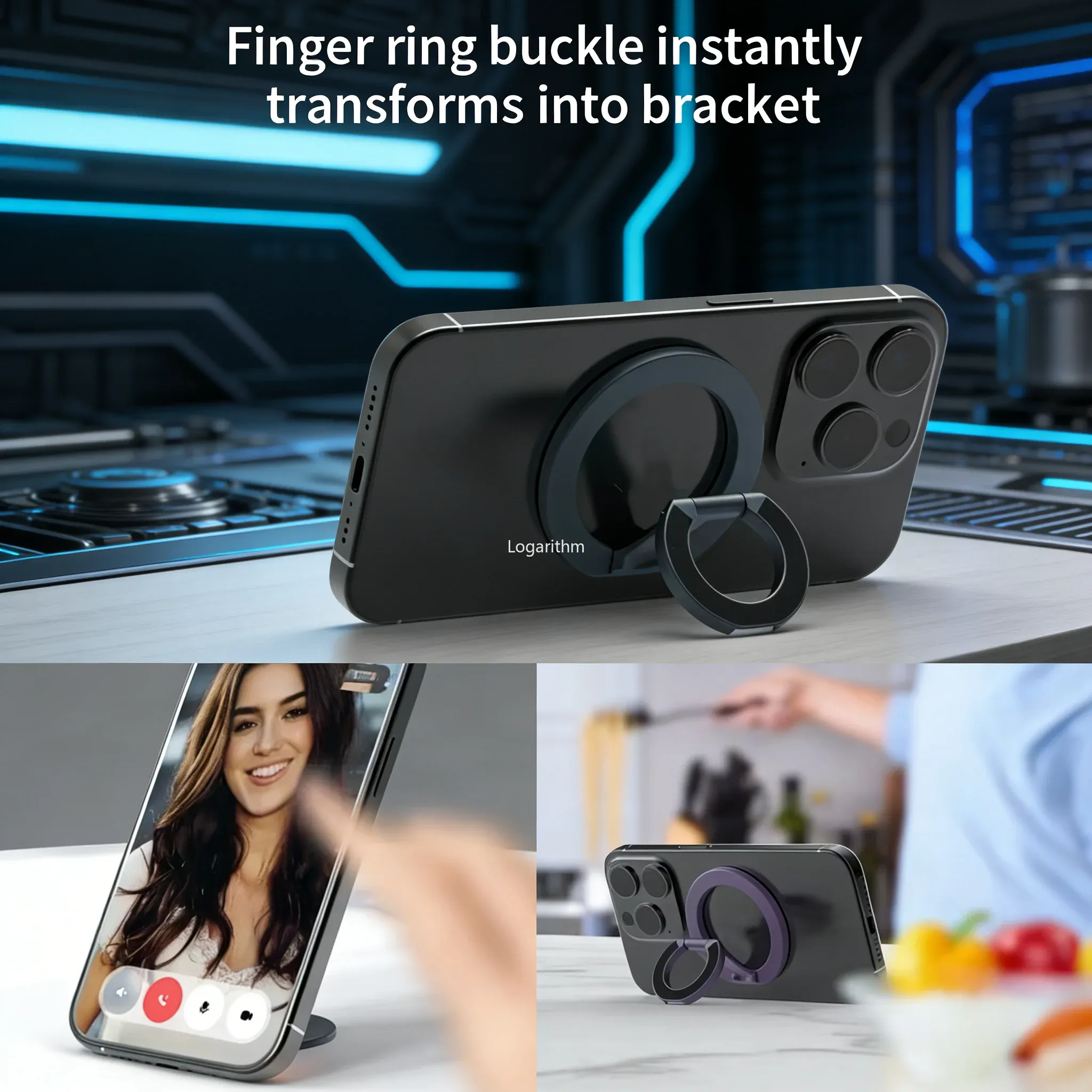 Support magnétique rotatif 360° pliable à double face pour iPhone et Samsung, compatible MagSafe 3