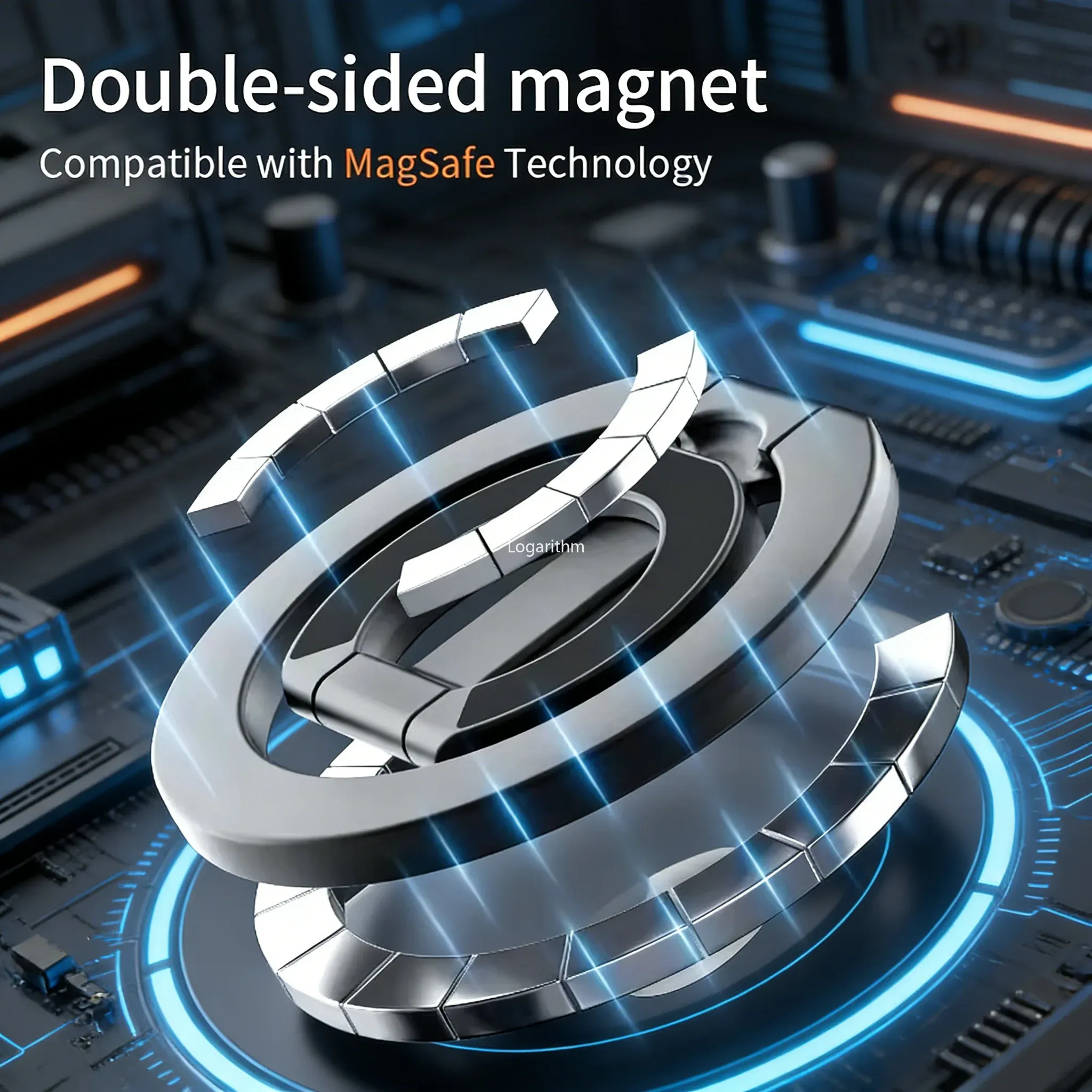 Support magnétique rotatif 360° pliable à double face pour iPhone et Samsung, compatible MagSafe 5