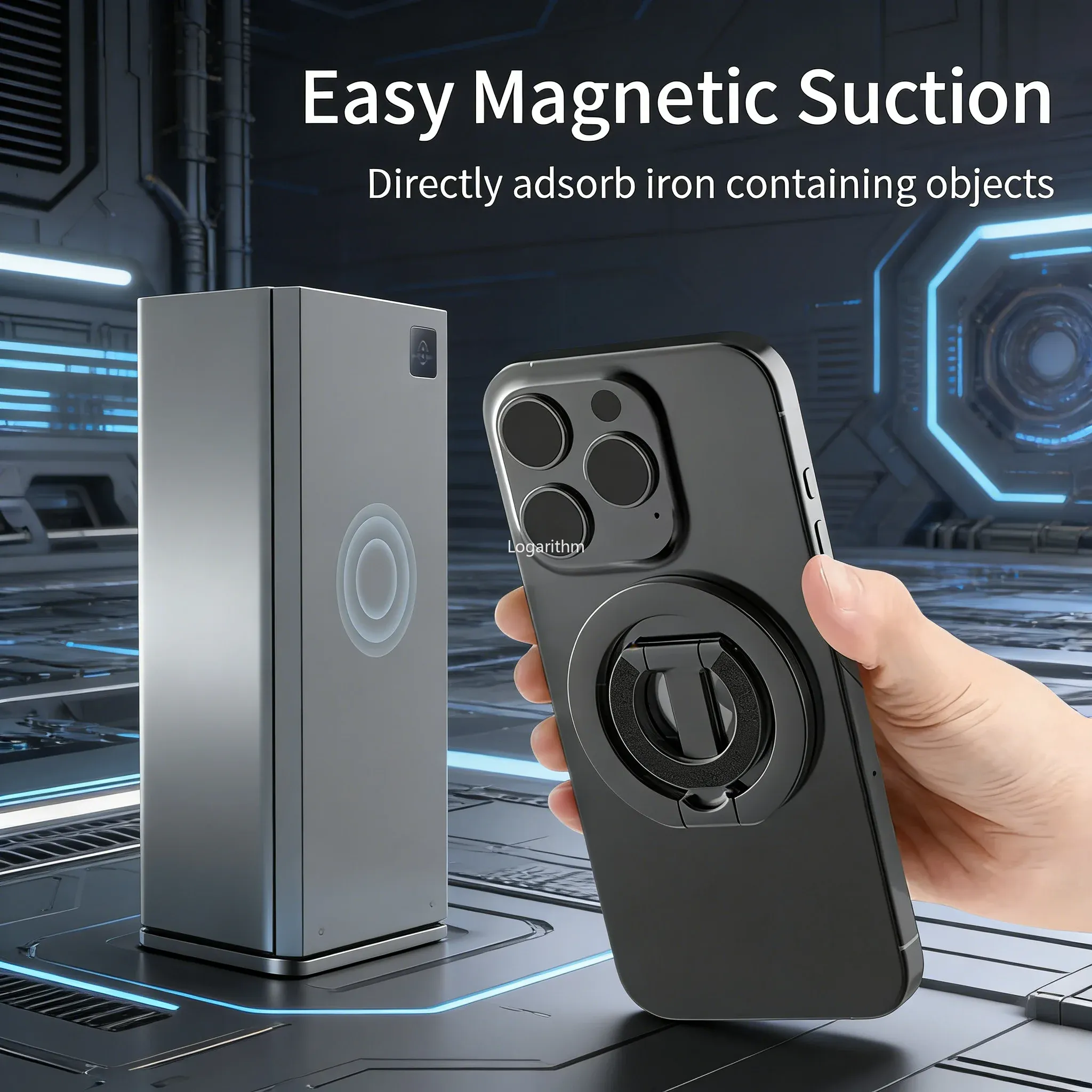 Support magnétique rotatif 360° pliable à double face pour iPhone et Samsung, compatible MagSafe 4