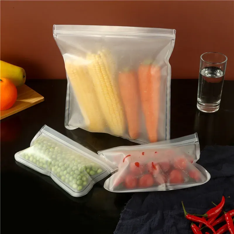 Lot de 5 ou 10 contenants de stockage en silicone de qualité alimentaire, réutilisables, étanches et à fermeture éclair 4