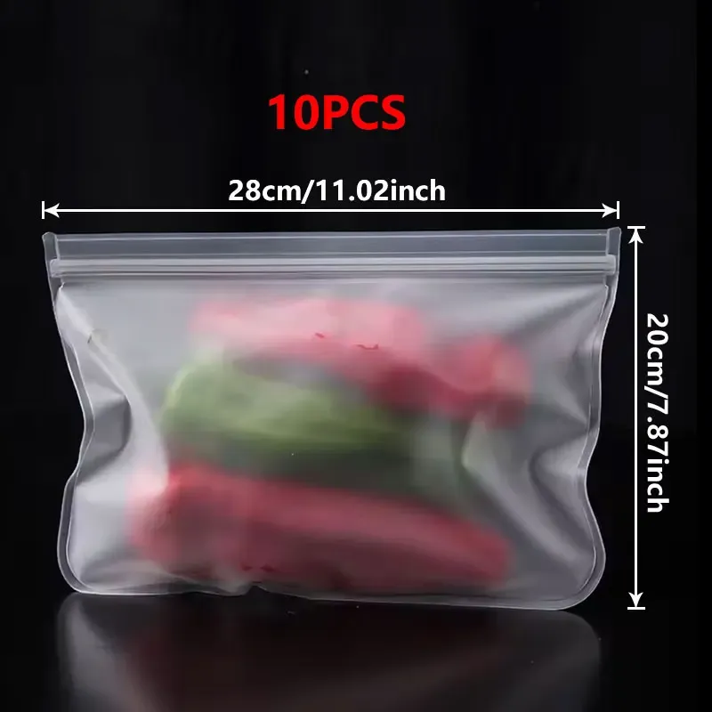 Lot de 5 ou 10 contenants de stockage en silicone de qualité alimentaire, réutilisables, étanches et à fermeture éclair 14
