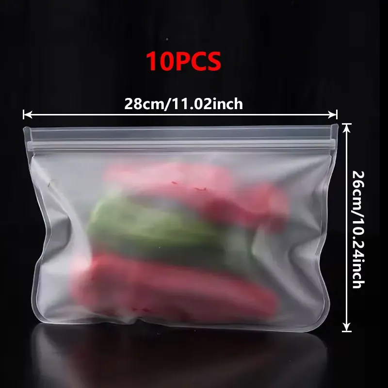 Lot de 5 ou 10 contenants de stockage en silicone de qualité alimentaire, réutilisables, étanches et à fermeture éclair 15