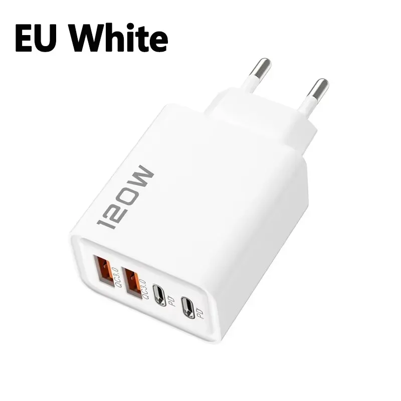 Station de charge rapide USB-C 120 W à 4 ports avec adaptateur mural PD et QC 3.0 16