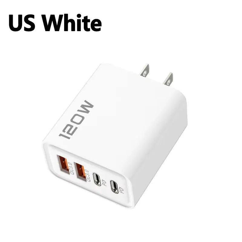 Station de charge rapide USB-C 120 W à 4 ports avec adaptateur mural PD et QC 3.0 15