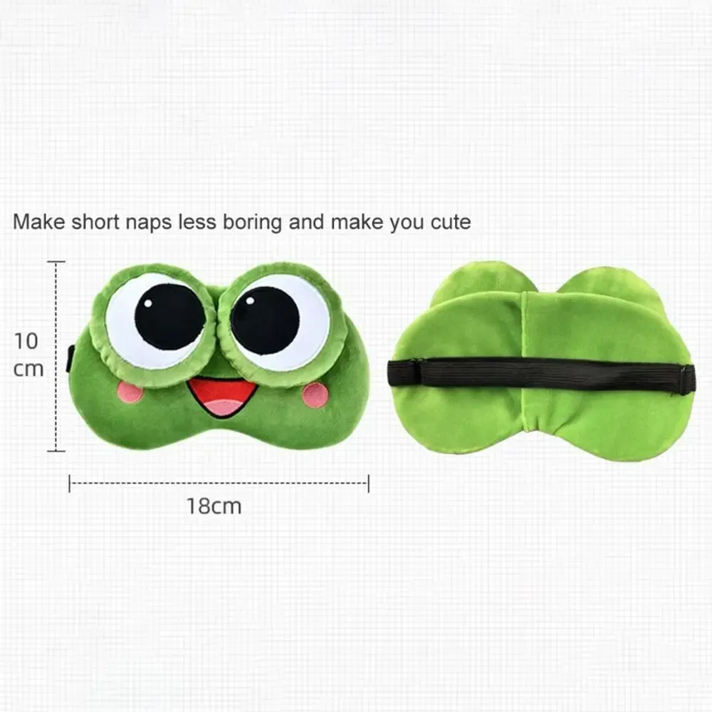 Masque de sommeil grenouille en dessin animé, vert, doux pour la peau, respirant, avec ombrage 3D et grands yeux, idéal pour la sieste en voyage 6