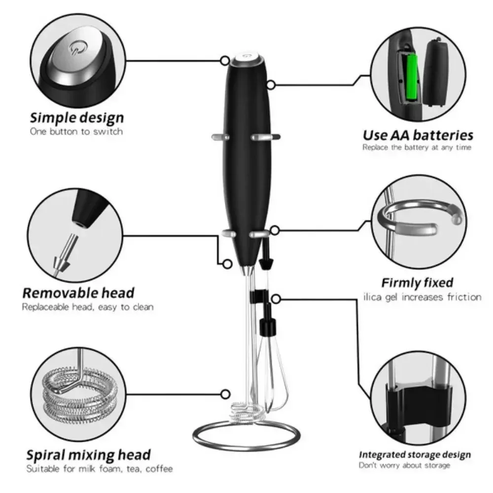 Mousseur à lait électrique compact pour café, latte et cappuccino 2
