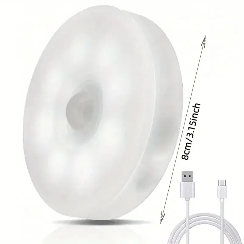 Lot de 3 lampes LED à détecteur de mouvement HPH, veilleuses rechargeables par USB pour cuisine, placard, escalier et penderie, sans fil 7