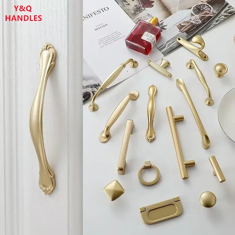 MELFurniture - Bouton de porte doré pour meubles de cuisine, quincaillerie épurée 2