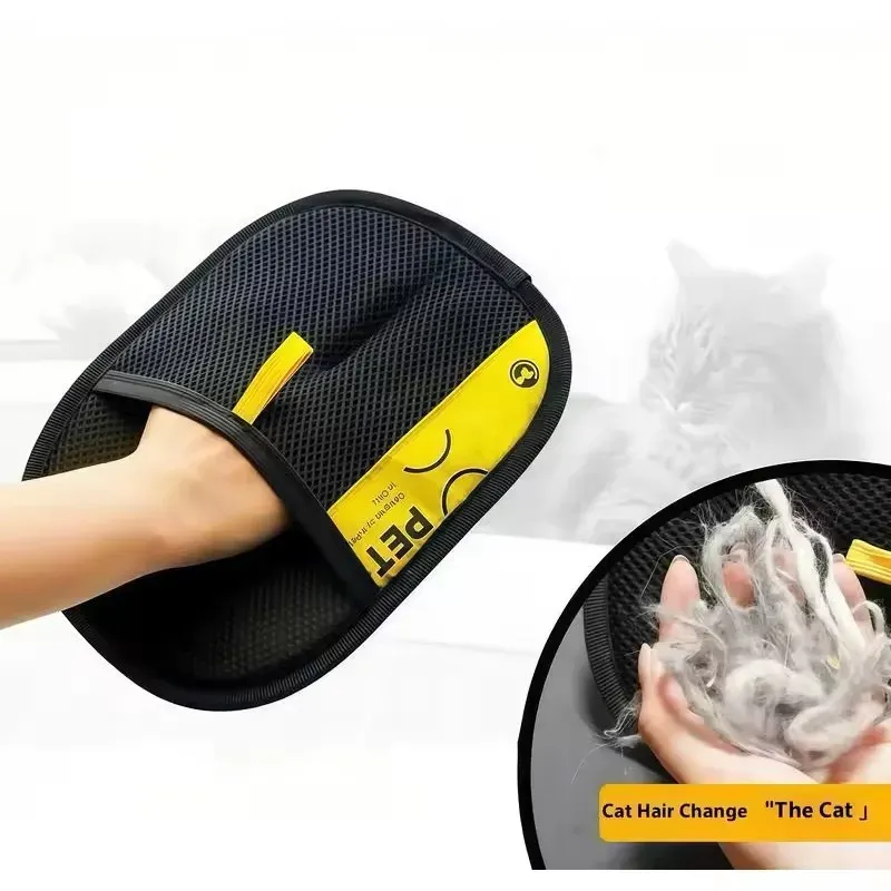 Gants d'épilation électrostatiques pour animaux de compagnie et chats, pour chiens, gants de toilettage réutilisables et lavables avec brosse à rouleau à peluches 2 en 1 6