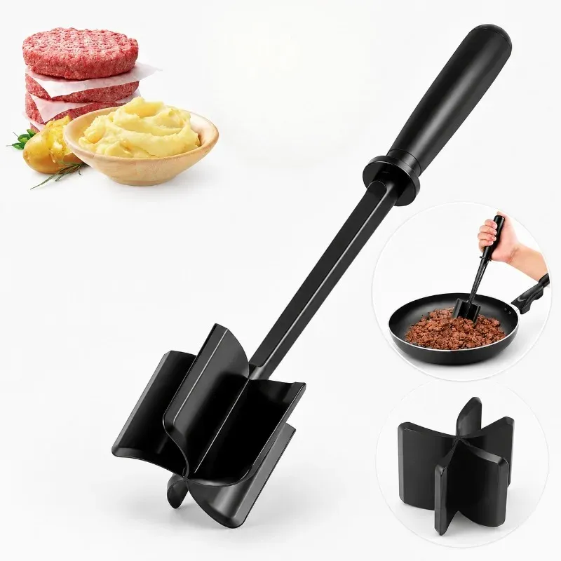 Hachoir à viande manuel multifonctionnel, trancheuse et mixeur, pilon et déchiqueteur, bâton de mélange de cuisine, ustensile de cuisson - Image 1