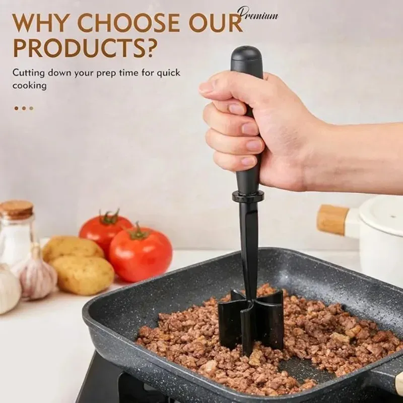 Hachoir à viande manuel multifonctionnel, trancheuse et mixeur, pilon et déchiqueteur, bâton de mélange de cuisine, ustensile de cuisson 2