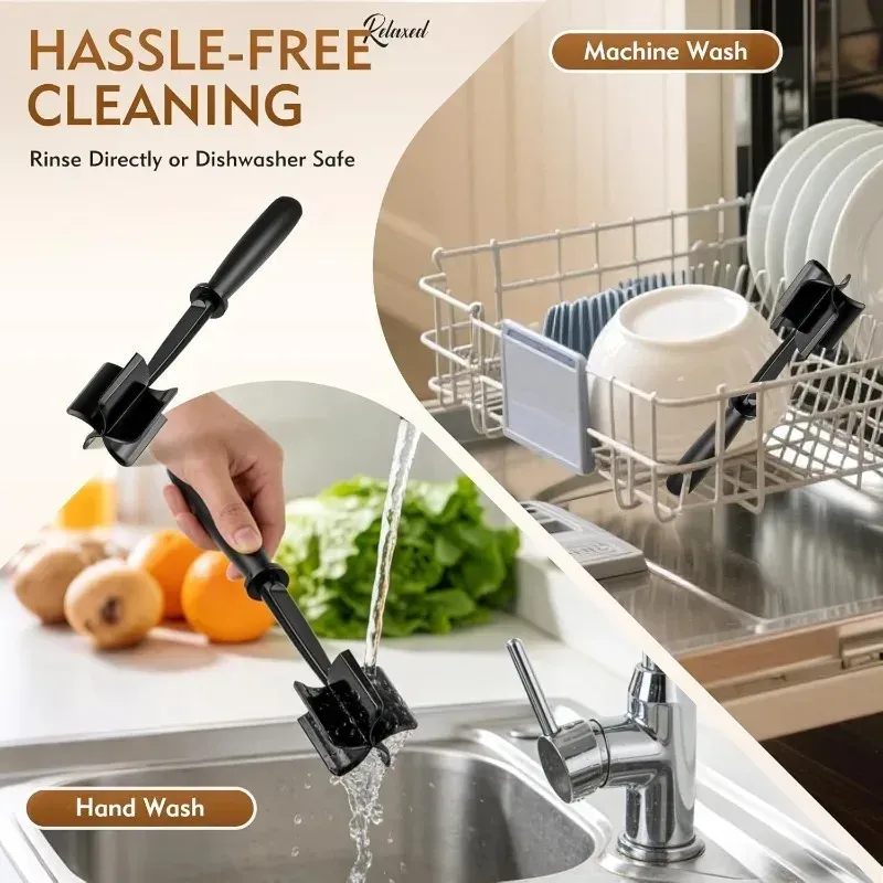 Hachoir à viande manuel multifonctionnel, trancheuse et mixeur, pilon et déchiqueteur, bâton de mélange de cuisine, ustensile de cuisson 5