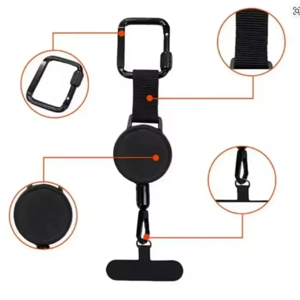 Support de téléphone rétractable antivol avec cordon de sécurité et mousqueton 5