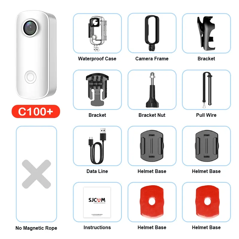SJCAM C100 Plus Caméra d'action 4K avec stabilisation électronique, Wi-Fi 2.4 GHz, étanche jusqu'à 30 m, avec boîtier, coloris noir et blanc 7