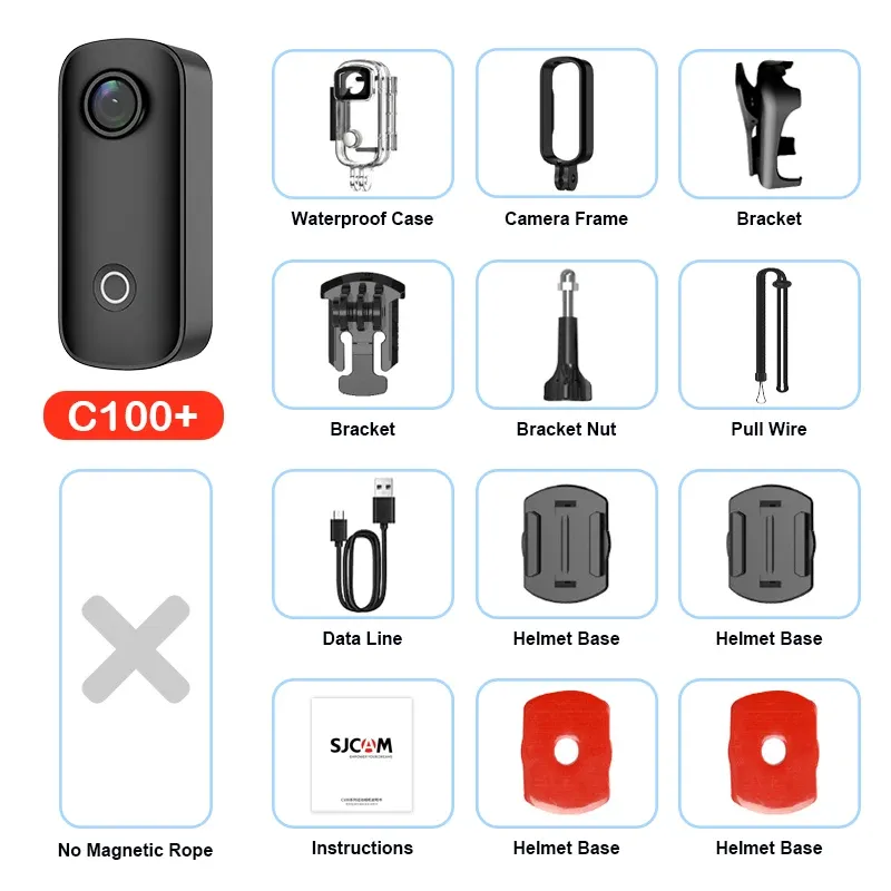 SJCAM C100 Plus Caméra d'action 4K avec stabilisation électronique, Wi-Fi 2.4 GHz, étanche jusqu'à 30 m, avec boîtier, coloris noir et blanc 8