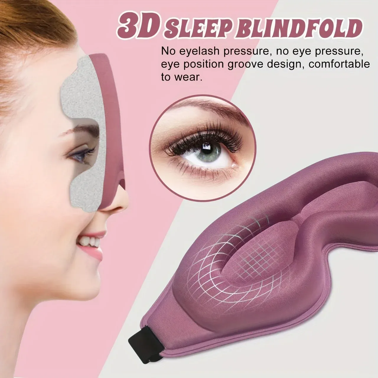 Masque de sommeil 3D confortable et respirant avec coussinet nasal, cache-yeux réglable pour dormir, voyager et faire la sieste, occultant 3