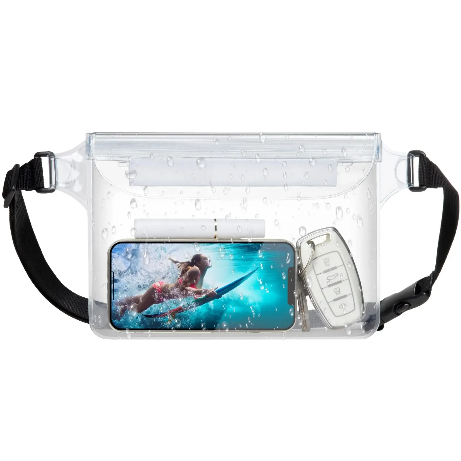 Pochette étanche pour téléphone avec ceinture réglable, sac sec pour la plage, la natation, le kayak et la pêche en bateau 8