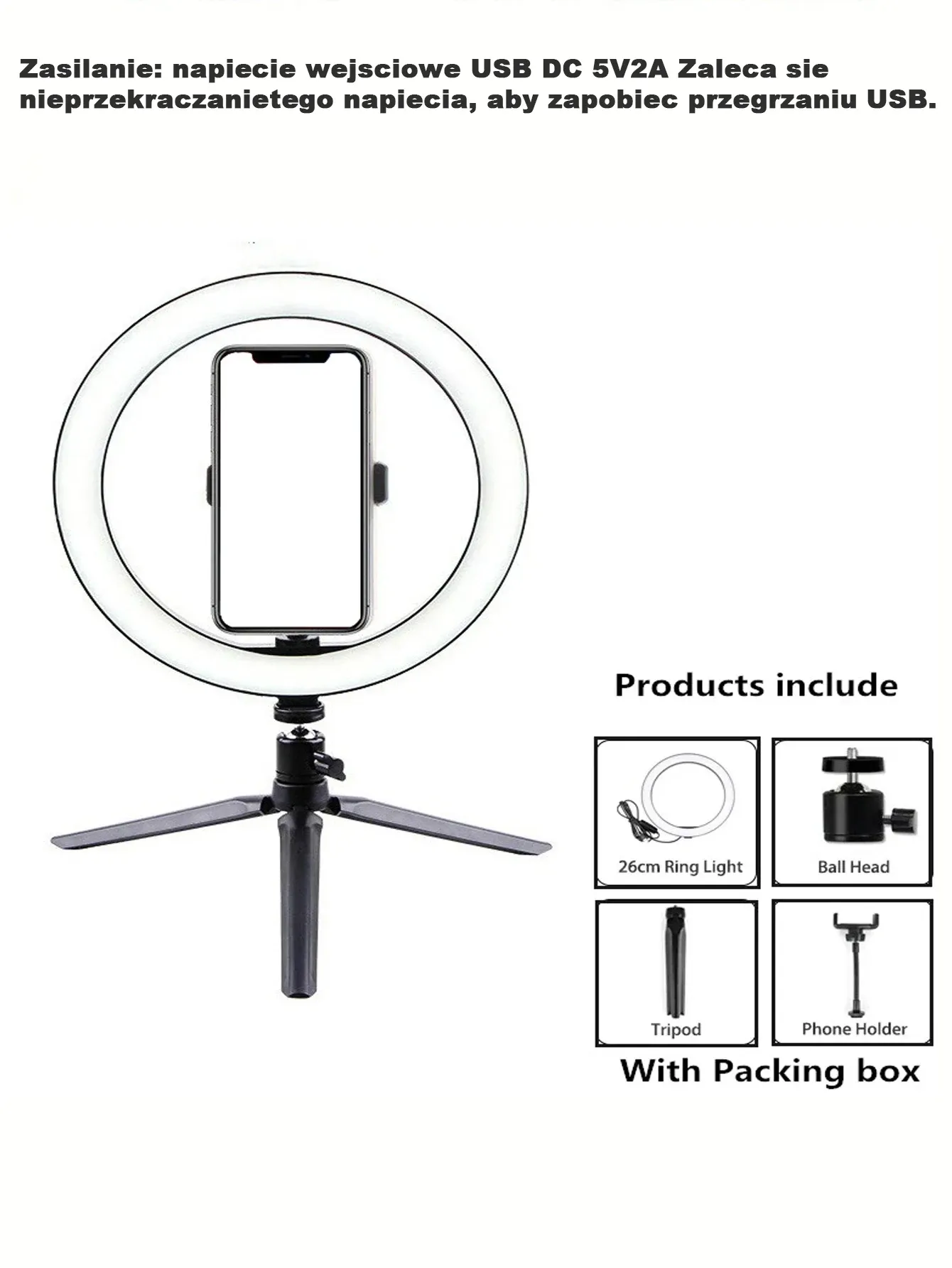Anneau lumineux 26 cm avec trépied 6