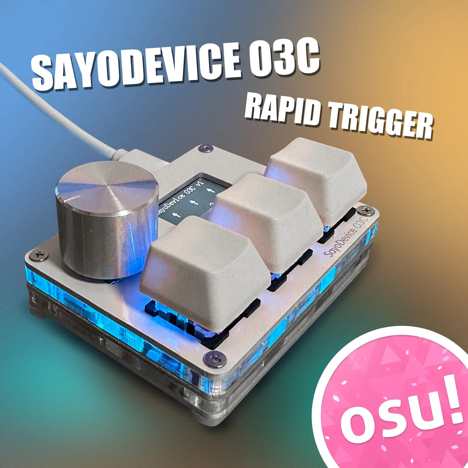 SayoDevice Commutateurs magnétiques à déclenchement rapide RVB, bouton de volume pour clavier de jeu musical, compatible O3C, DJMAX et SDVX, clavier de bureau géométrique - Image 1