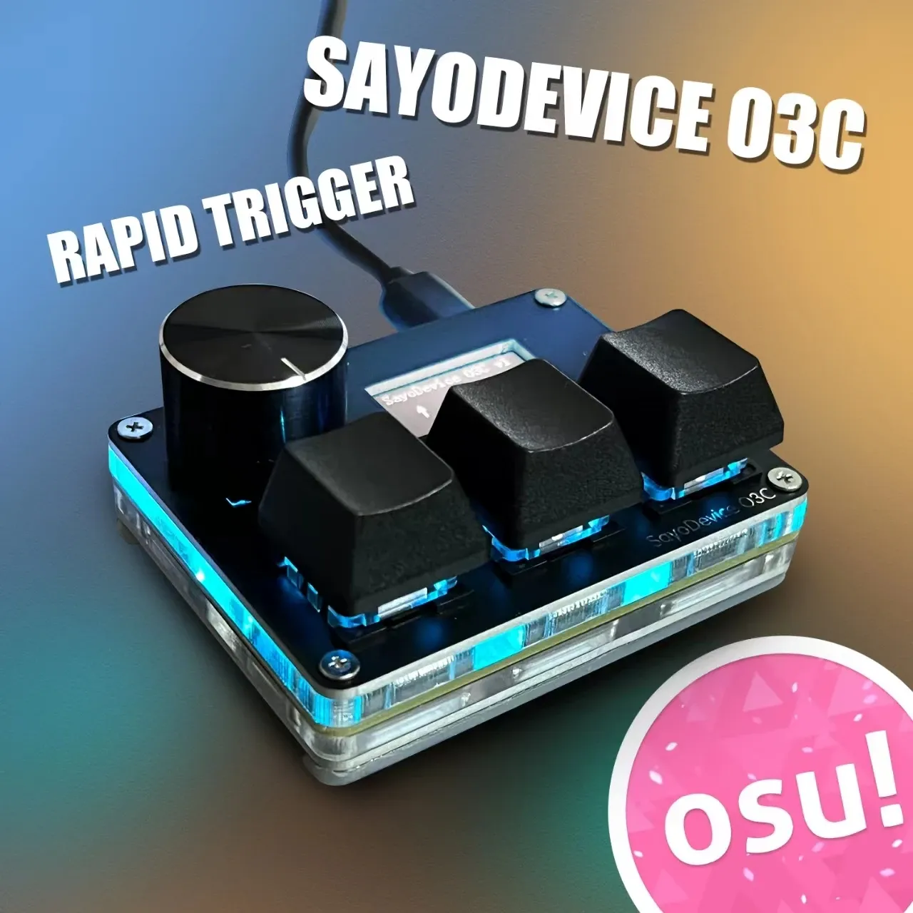 SayoDevice Commutateurs magnétiques à déclenchement rapide RVB, bouton de volume pour clavier de jeu musical, compatible O3C, DJMAX et SDVX, clavier de bureau géométrique 4