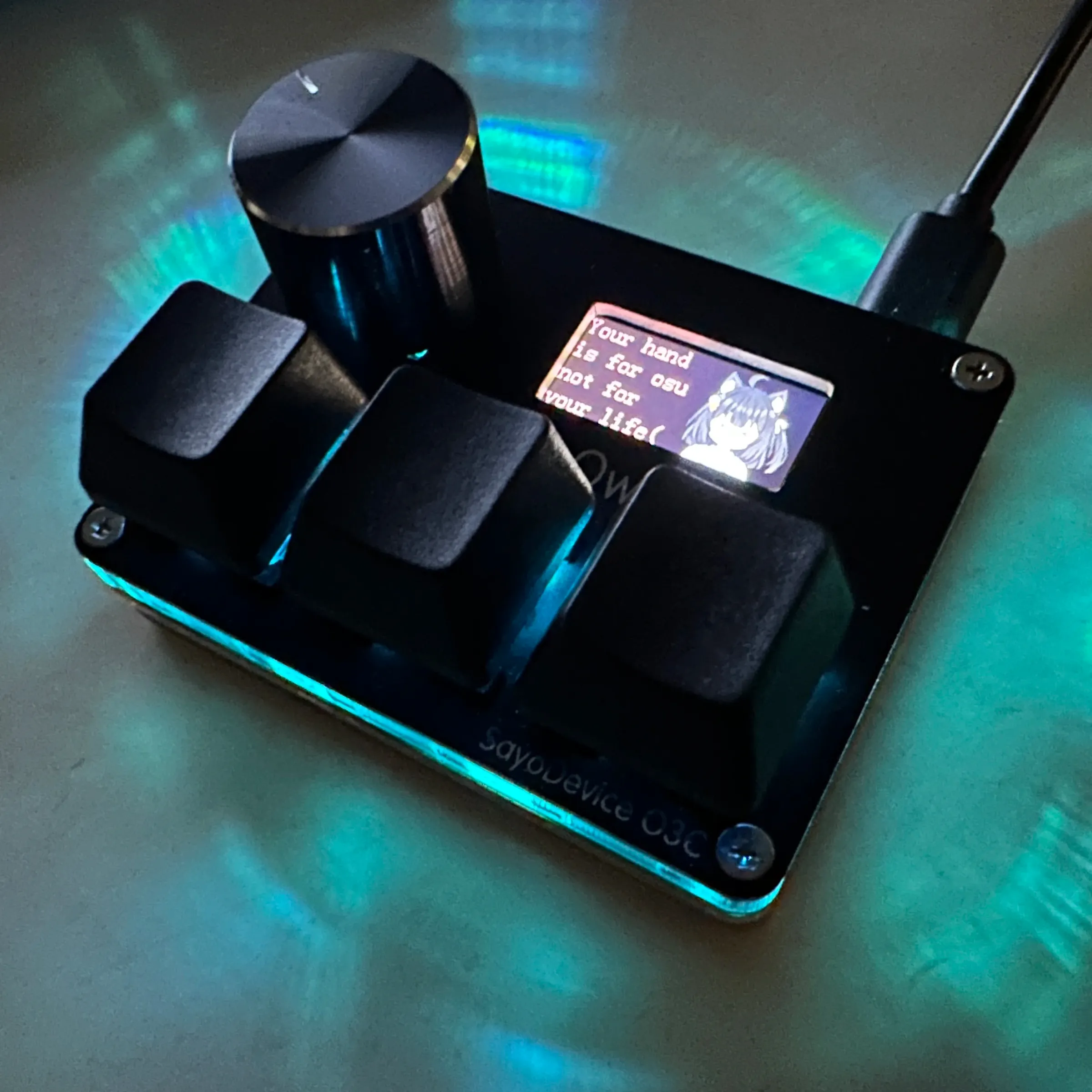 SayoDevice Commutateurs magnétiques à déclenchement rapide RVB, bouton de volume pour clavier de jeu musical, compatible O3C, DJMAX et SDVX, clavier de bureau géométrique 6