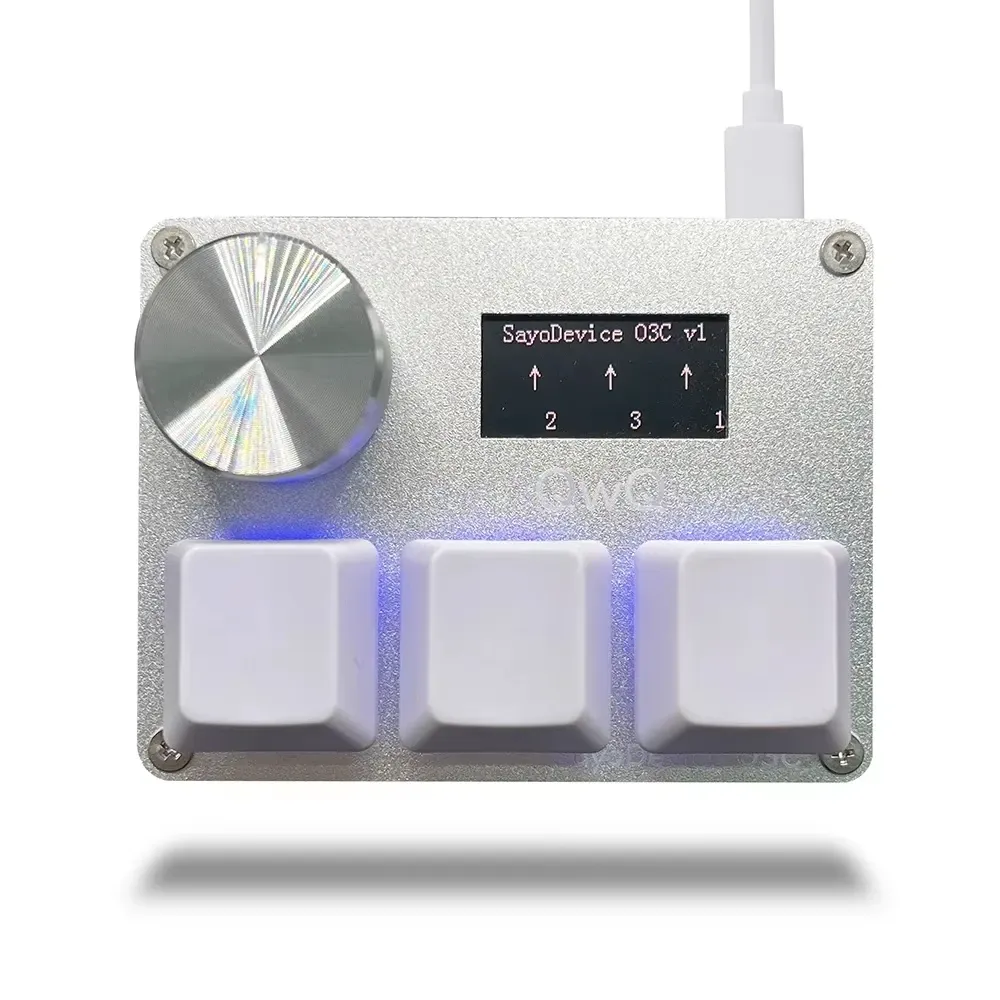 SayoDevice Commutateurs magnétiques à déclenchement rapide RVB, bouton de volume pour clavier de jeu musical, compatible O3C, DJMAX et SDVX, clavier de bureau géométrique 8