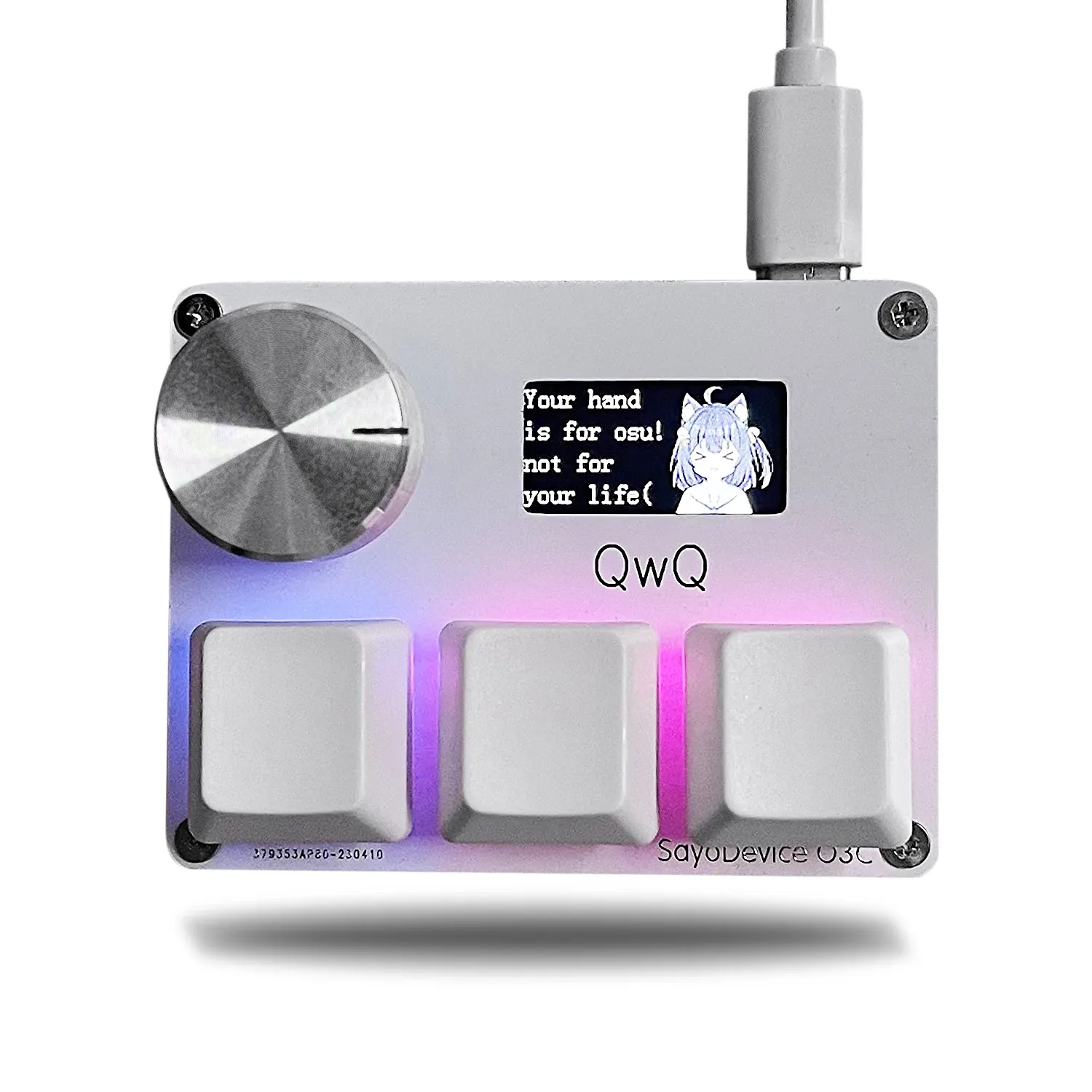 SayoDevice Commutateurs magnétiques à déclenchement rapide RVB, bouton de volume pour clavier de jeu musical, compatible O3C, DJMAX et SDVX, clavier de bureau géométrique 9