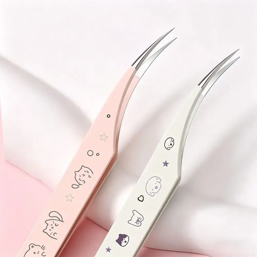 Pince à épiler incurvée en acier inoxydable, haute précision, pour faux cils, antistatique - Image 1