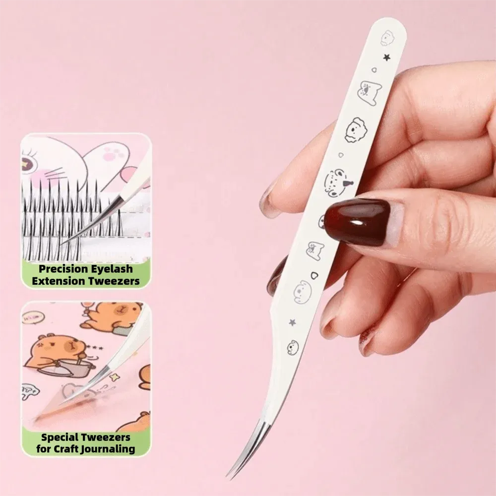 Pince à épiler incurvée en acier inoxydable, haute précision, pour faux cils, antistatique 5