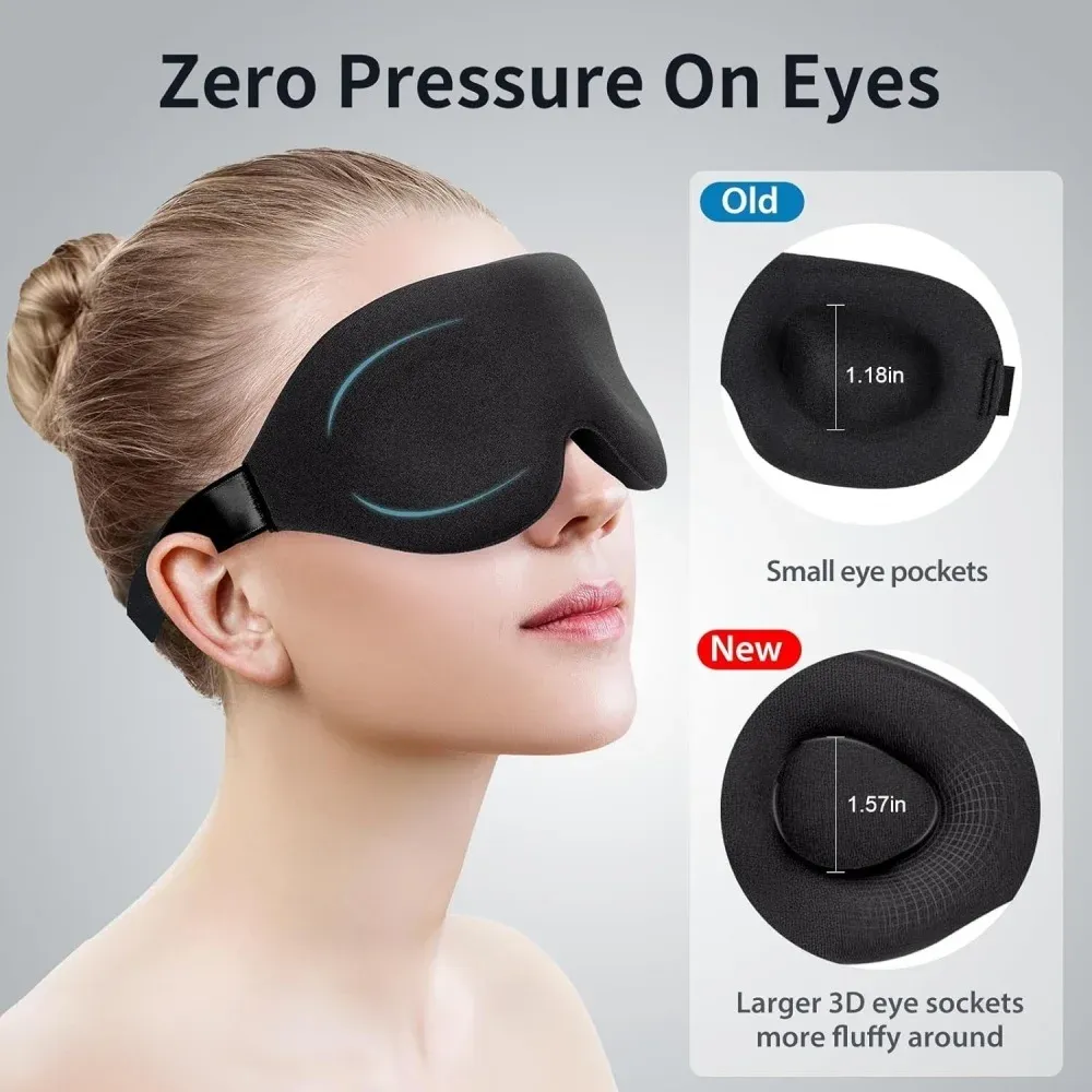 Masque de sommeil 3D à bonnets profilés, occultant, doux et respirant, pour dormir, se reposer, se détendre et voyager, sans pression sur les yeux 2