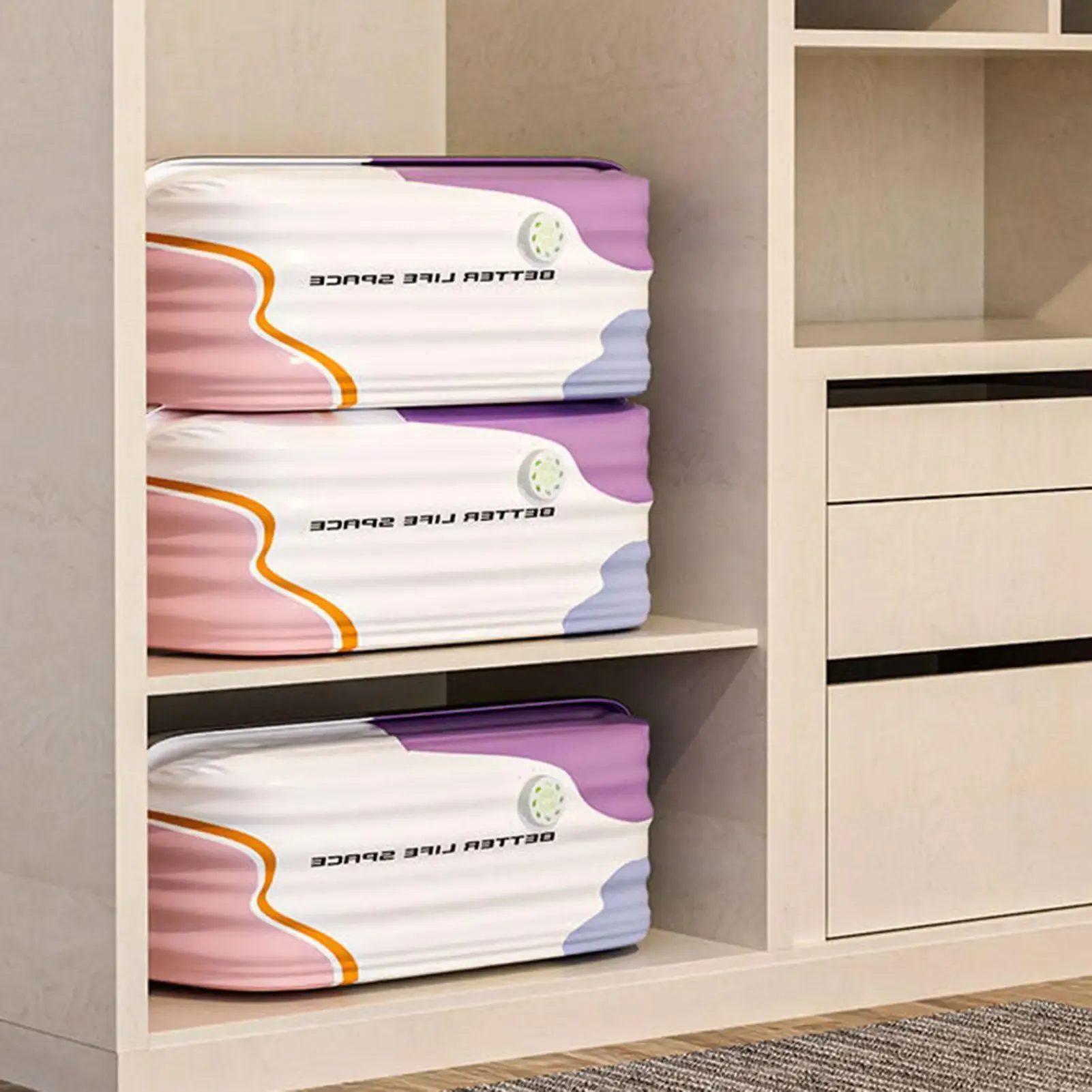 Sacs de rangement sous vide sans pompe, grande capacité, pour vêtements et couvertures, lot de 3 2